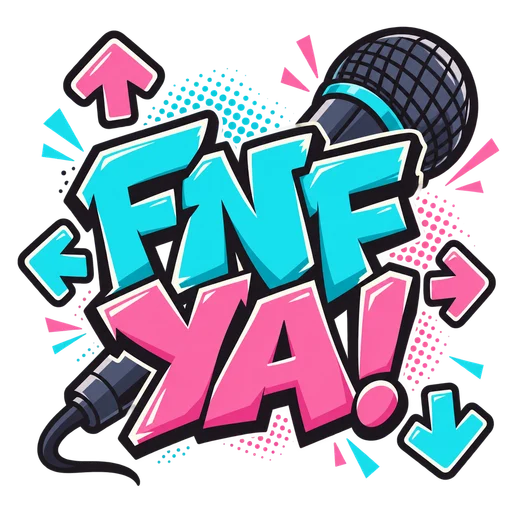 FNF YA!: logotipo con micrófono y flechas de ritmo